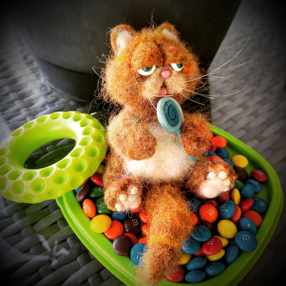 Real Wool Handmade Garfield Cat